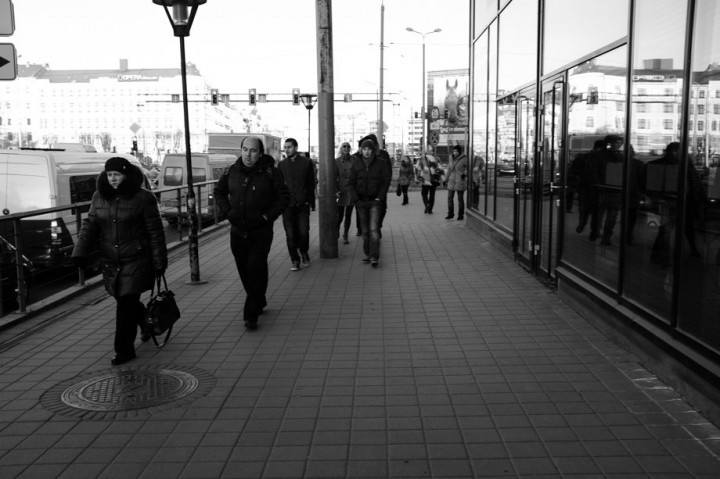 Streets of Riga. First photos after arriving to the centre. Stockman's shopping centre surroundings