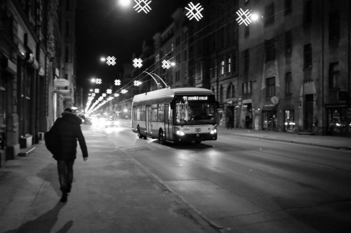 Trolley No 11 towards Centralna Stacija (Central Station) on the Street Marija iela