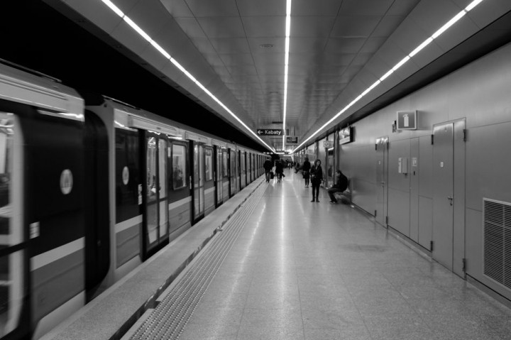 Warsaw metro platform. You can see brand new metro train 'Inspiro' from Siemens.