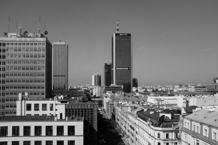 View at the Marriott hotel and Nowogrodzka Street in Warsaw.