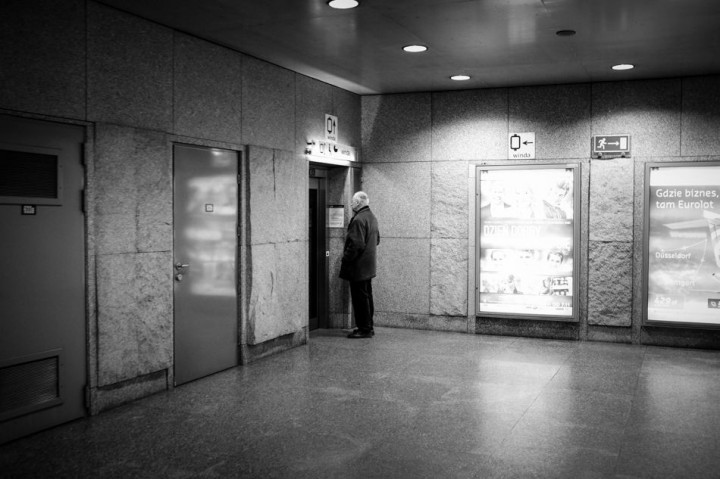 Waiting for the elevator - undergrounds around the Plac Wilsona metro station..