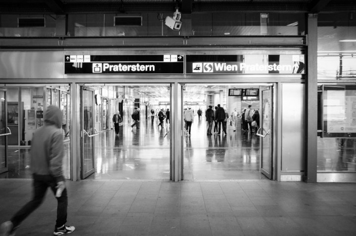 Entrance to the Praterstern U-bahn and railway station