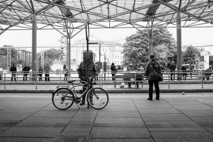 the same view at the tram station. That photo occured intresting at the second look - especially the man's face behind tram stop timetable.