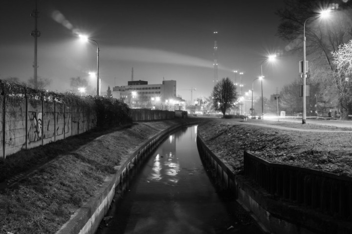 Strzyża river. It goes mostly underground at the Gdańsk Wrzeszcz district. Sometimes you can see on the surface in  some Gdańsk's parks.