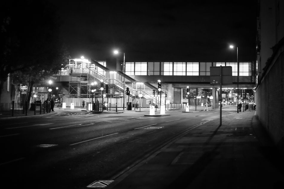 London Streets: Westferry Road at night.
