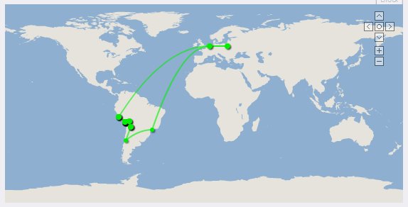 Map of South America trip