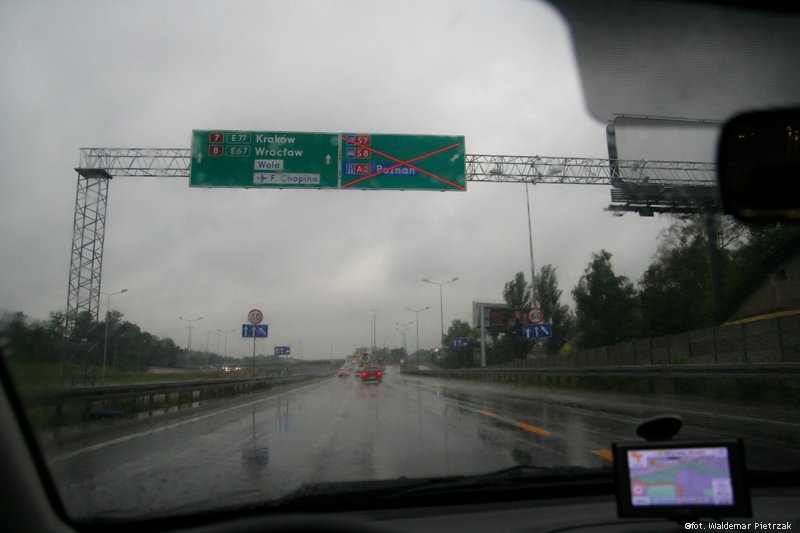Warsaw In Rain From Car